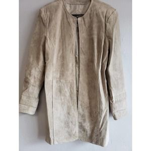 Women's medium 100% leather light GREEN suede Terry Lewis open front jacket